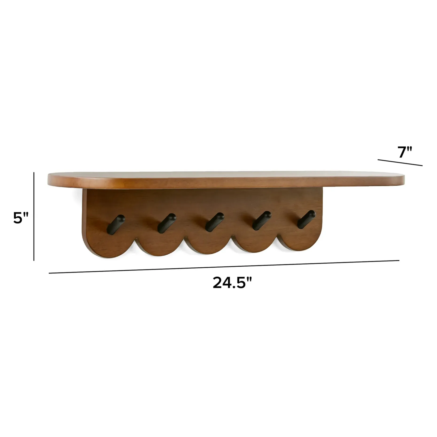 Shelly 24.5" Shelf and Coat Rack - Black and Walnut