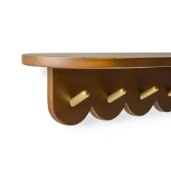 Shelly 38" Shelf and Coat Rack - Brass and Walnut