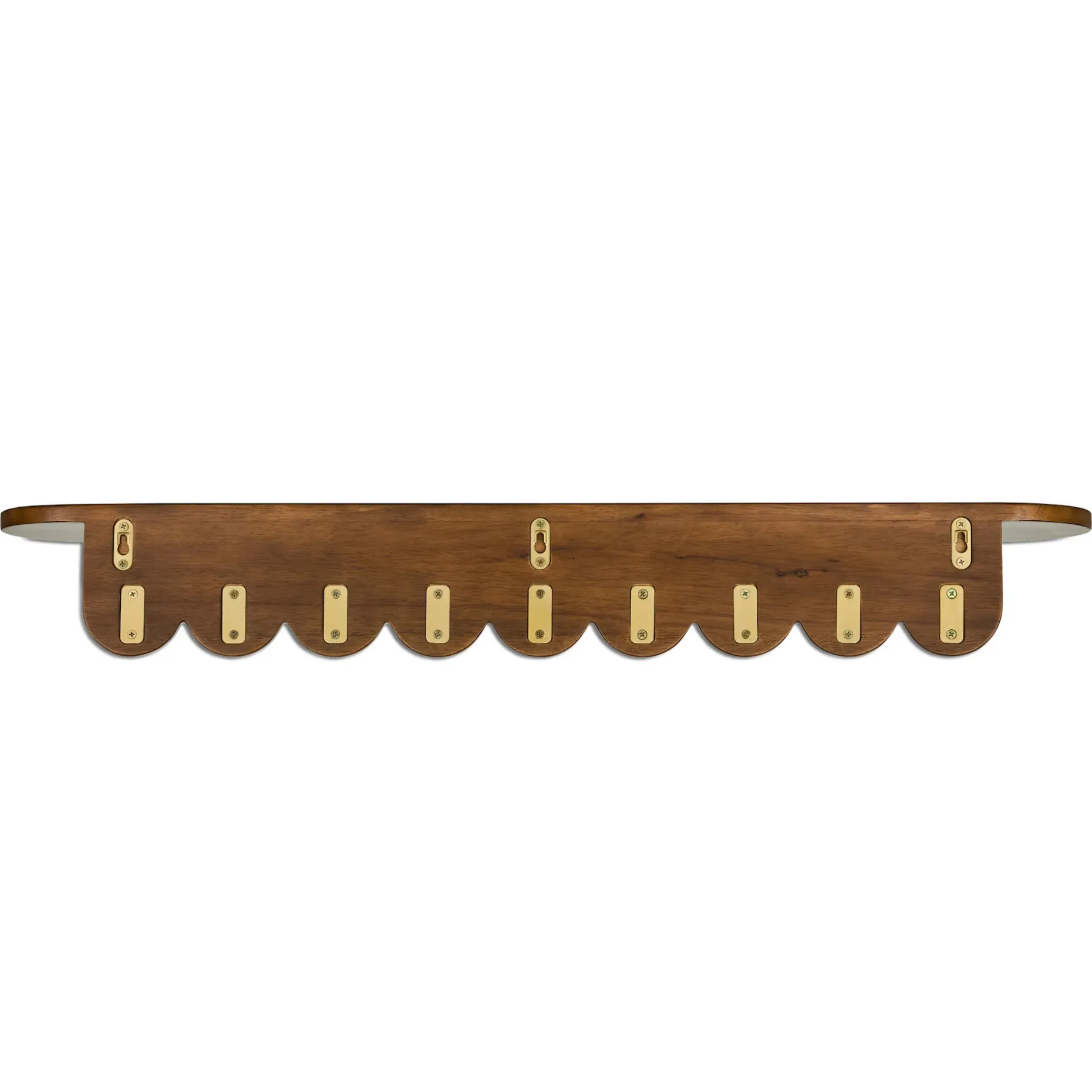 Shelly 38" Shelf and Coat Rack - Brass and Walnut