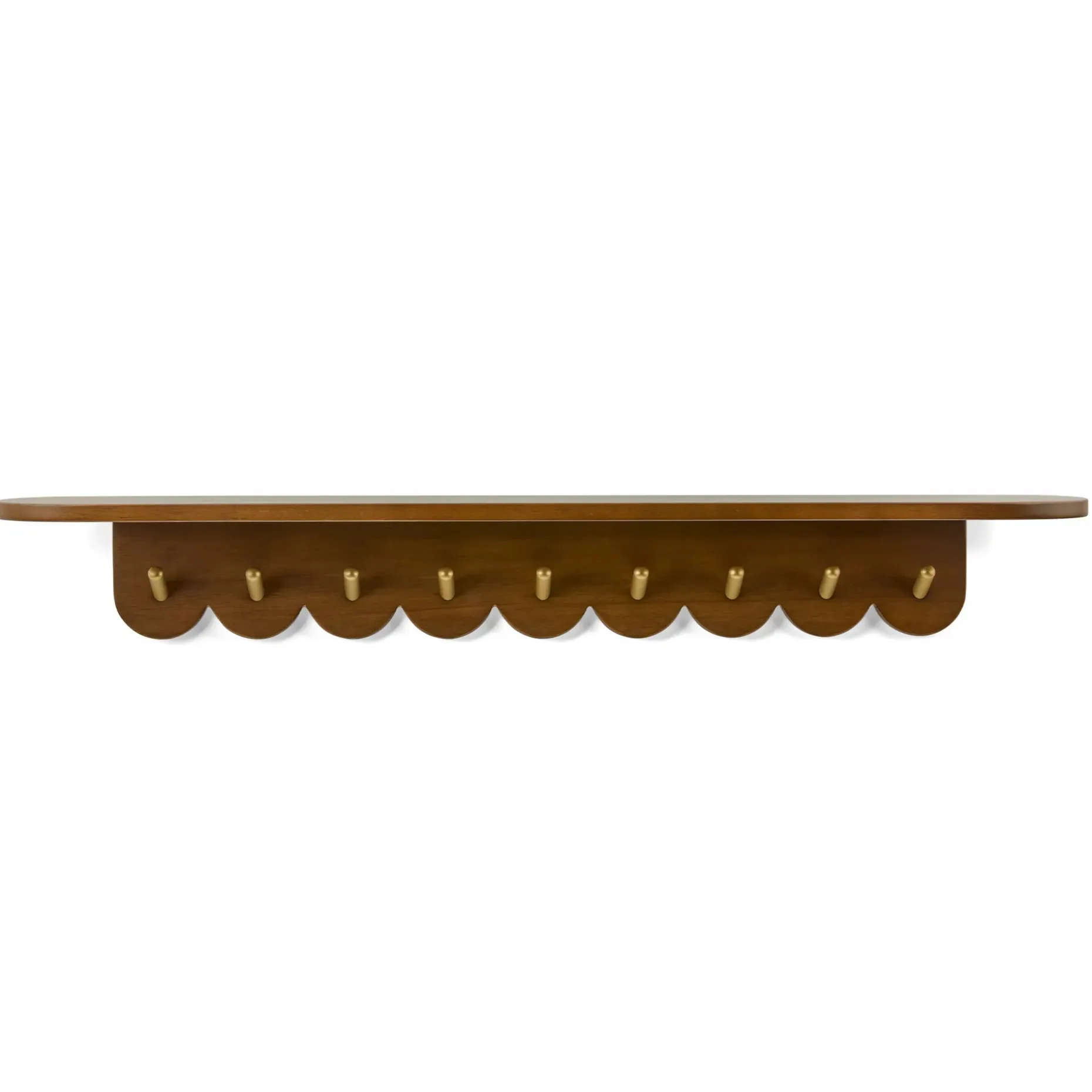 Shelly 38" Shelf and Coat Rack - Brass and Walnut