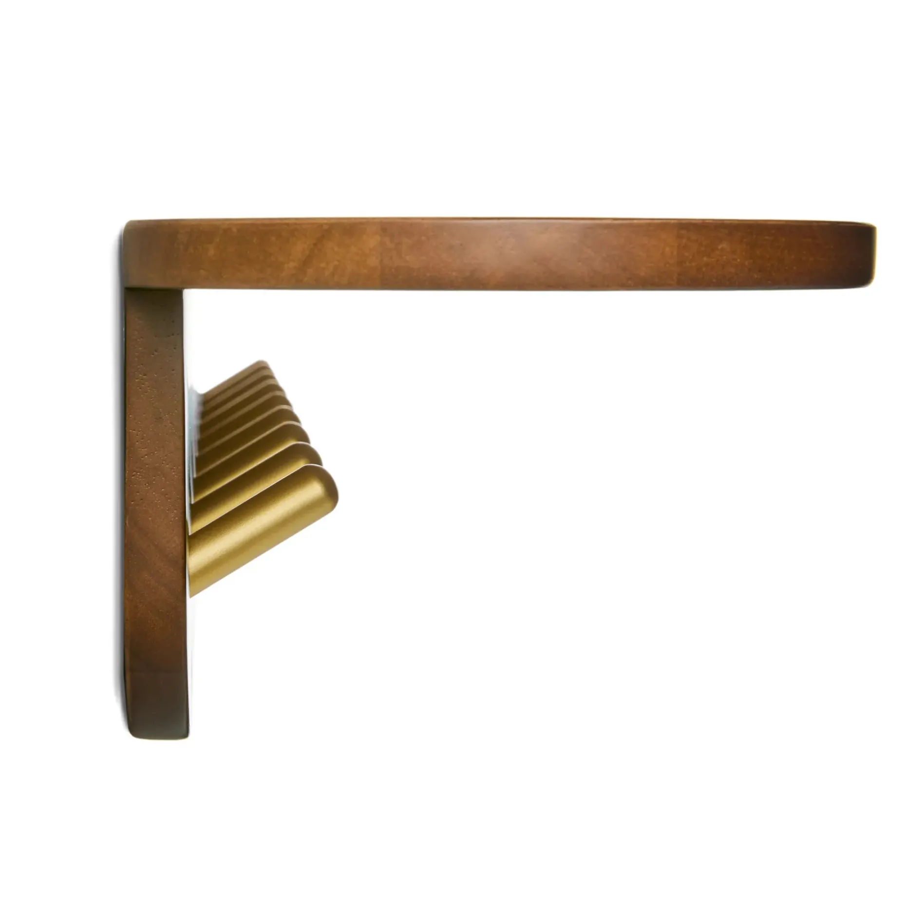 Shelly 38" Shelf and Coat Rack - Brass and Walnut