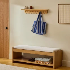 Shelly 38" Shelf and Coat Rack - Brass and Oak