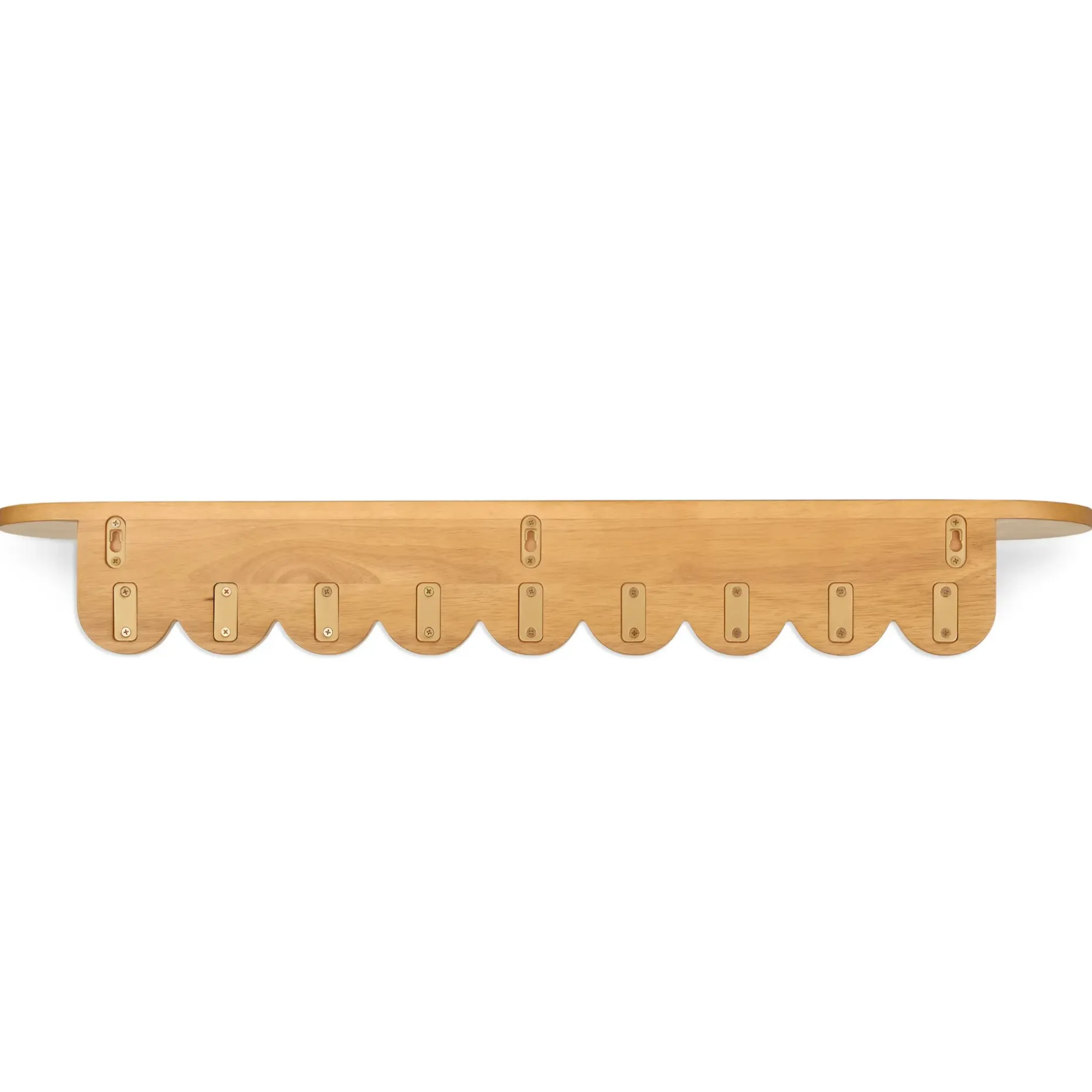 Shelly 38" Shelf and Coat Rack - Brass and Oak