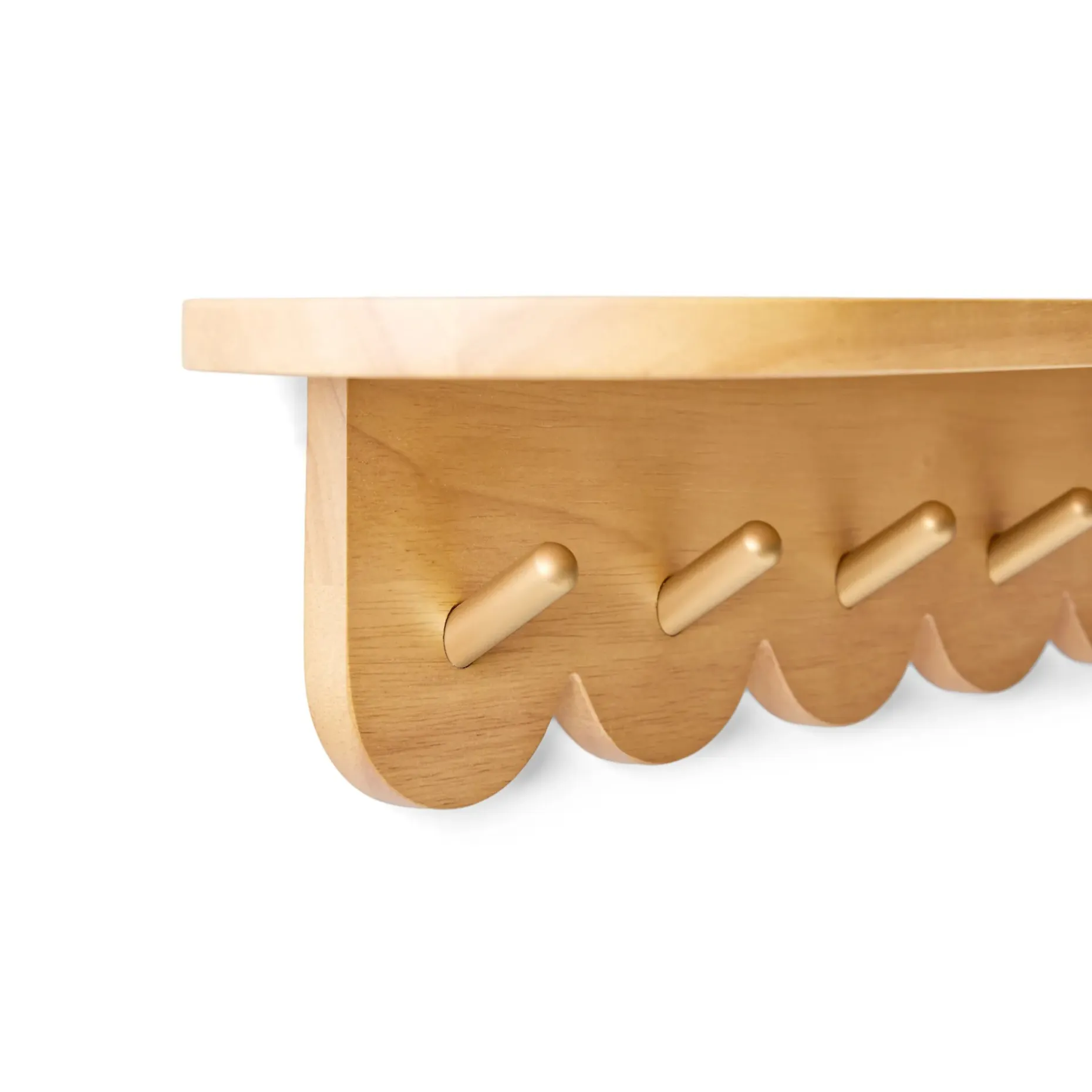 Shelly 38" Shelf and Coat Rack - Brass and Oak