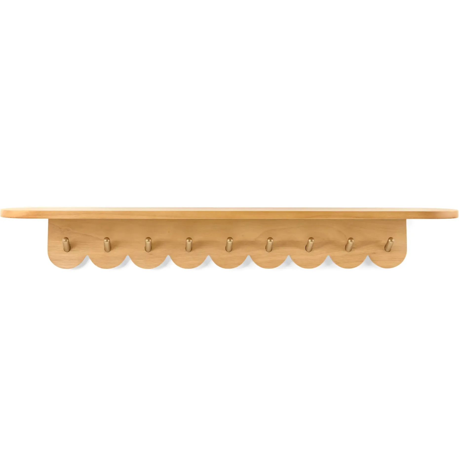 Shelly 38" Shelf and Coat Rack - Brass and Oak