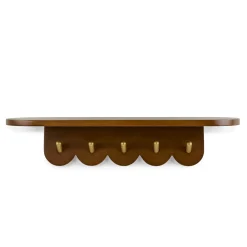Shelly 24.5" Shelf and Coat Rack - Brass and Walnut