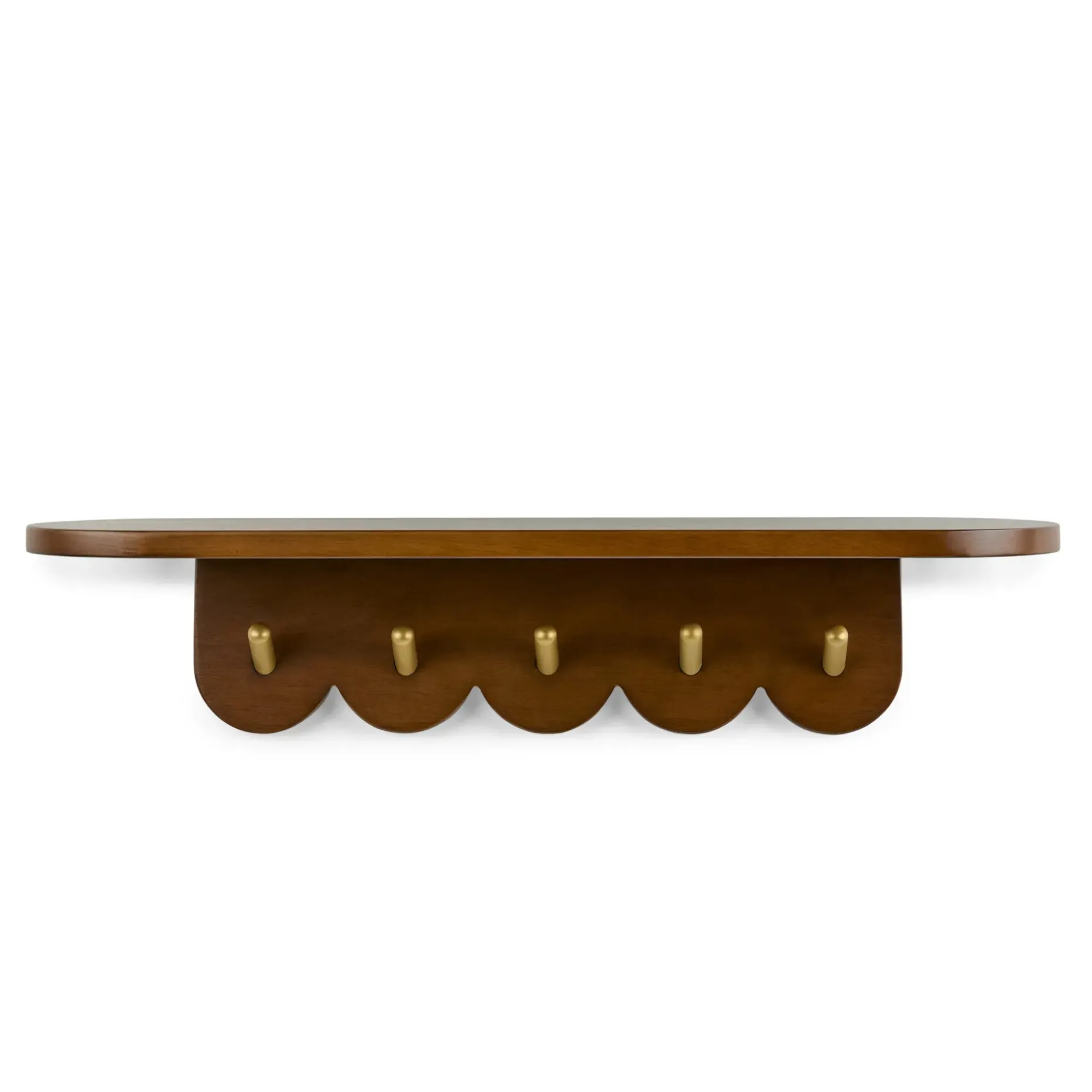 Shelly 24.5" Shelf and Coat Rack - Brass and Walnut