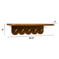 Shelly 24.5" Shelf and Coat Rack - Brass and Walnut
