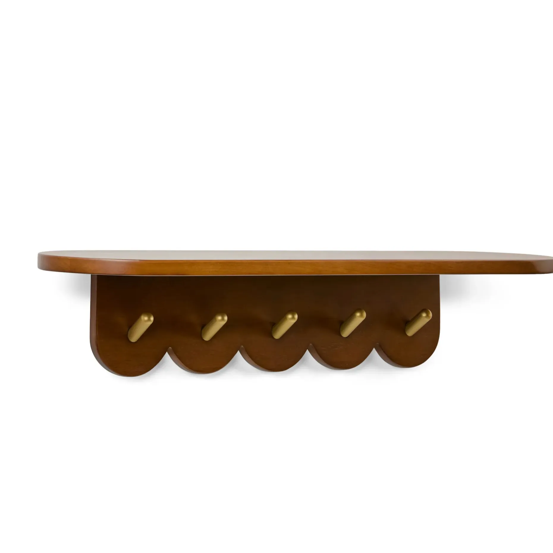 Shelly 24.5" Shelf and Coat Rack - Brass and Walnut