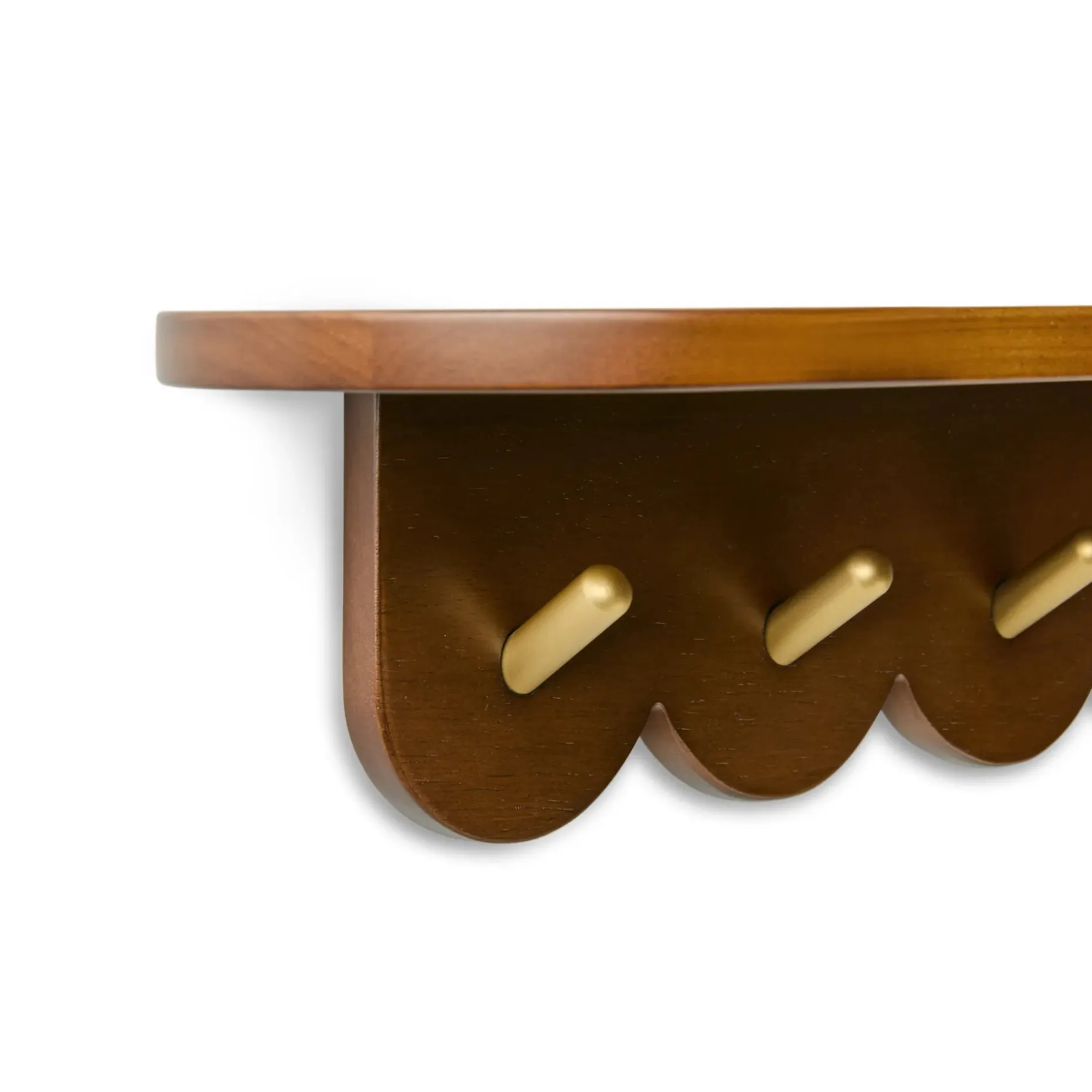 Shelly 24.5" Shelf and Coat Rack - Brass and Walnut