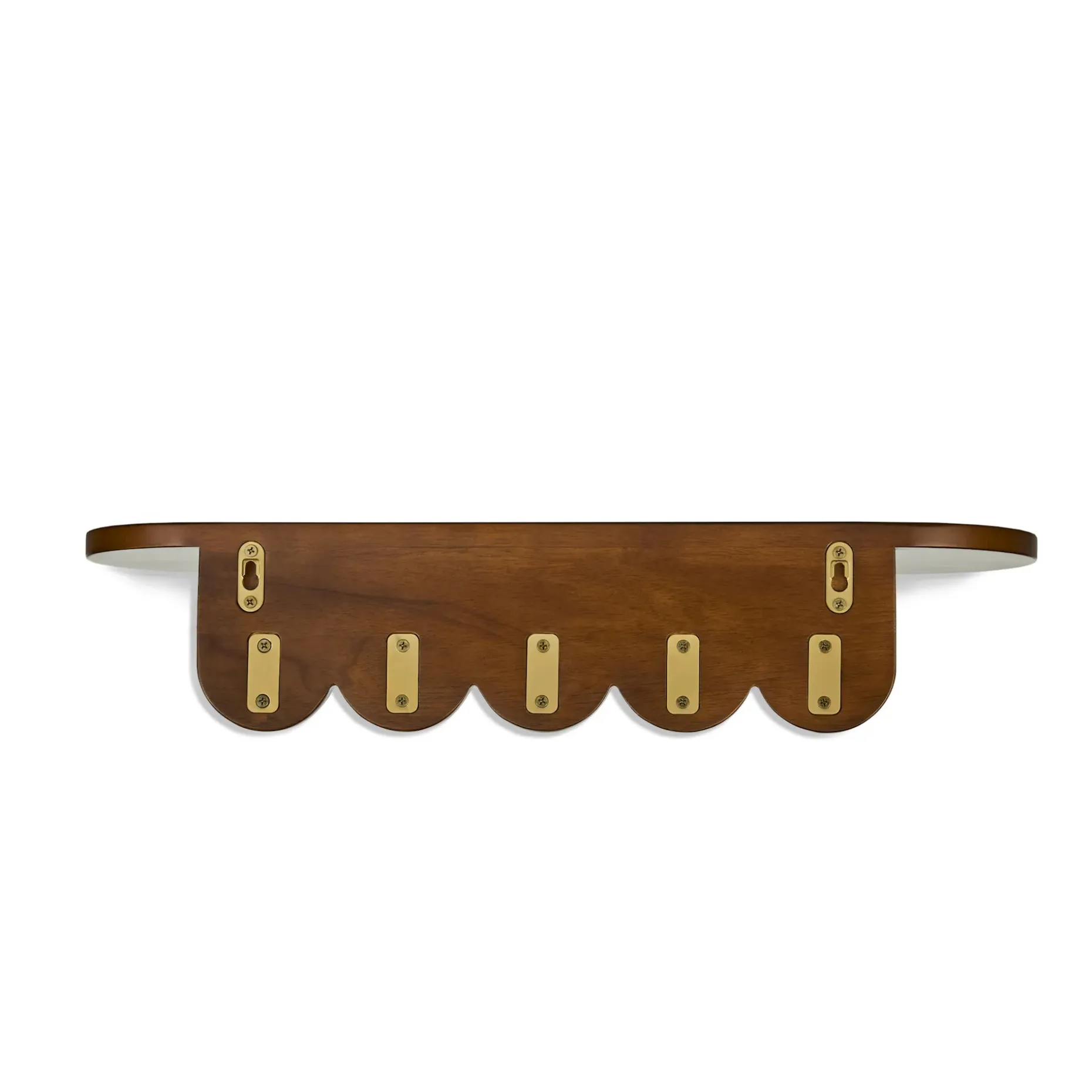 Shelly 24.5" Shelf and Coat Rack - Brass and Walnut