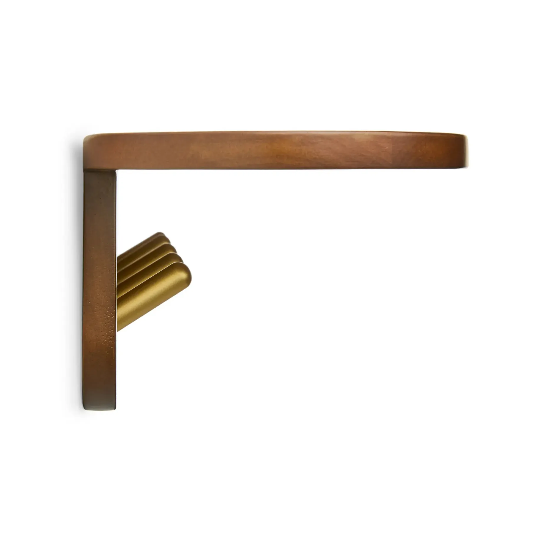 Shelly 24.5" Shelf and Coat Rack - Brass and Walnut