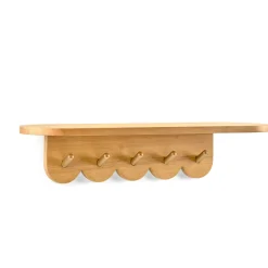 Shelly 24.5" Shelf and Coat Rack - Brass and Oak