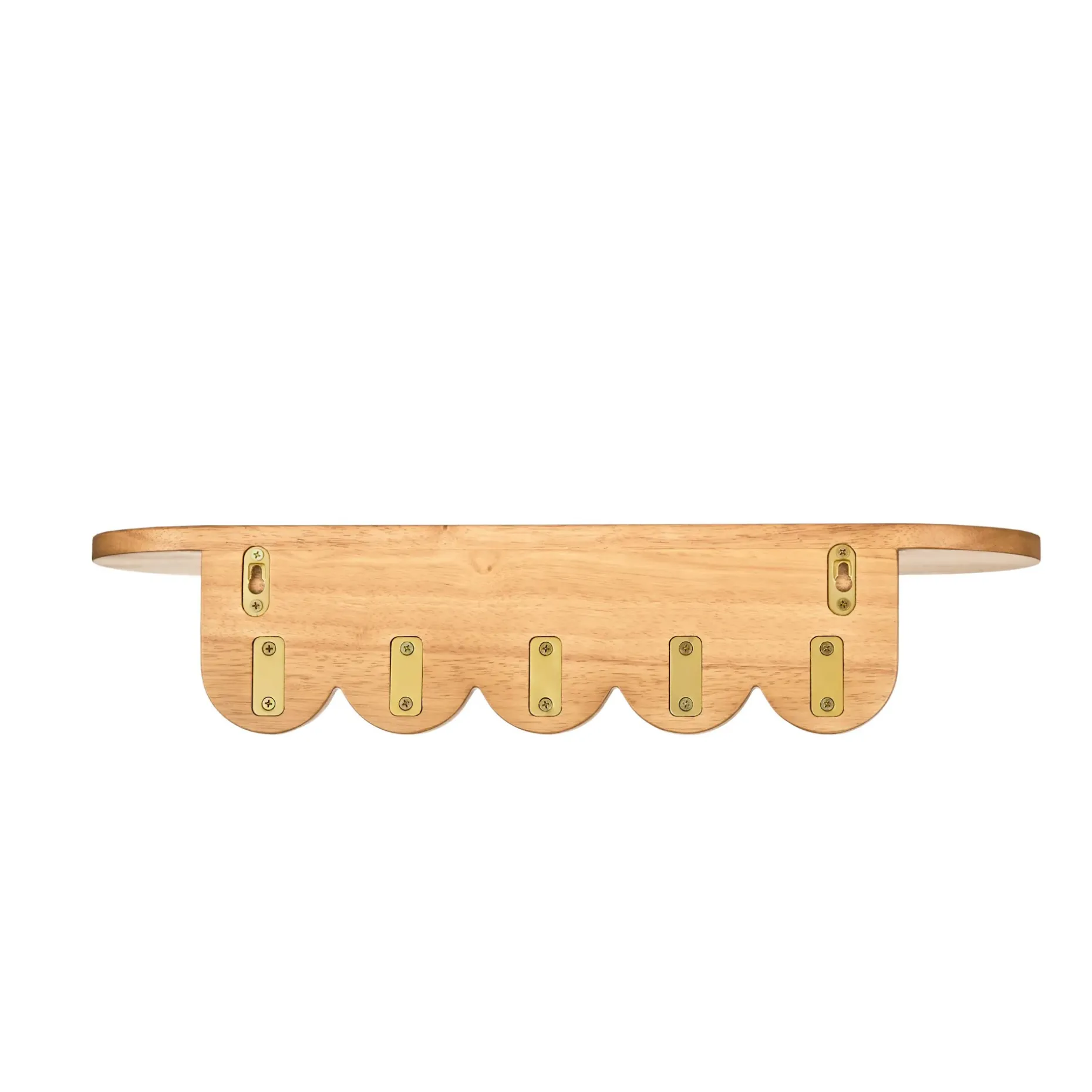 Shelly 24.5" Shelf and Coat Rack - Brass and Oak