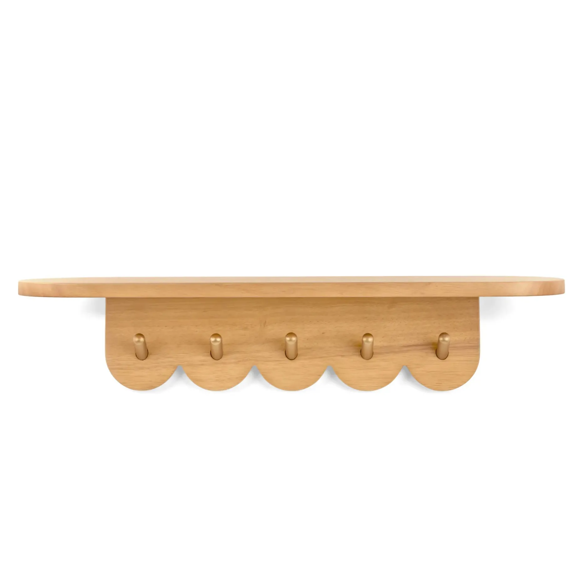 Shelly 24.5" Shelf and Coat Rack - Brass and Oak