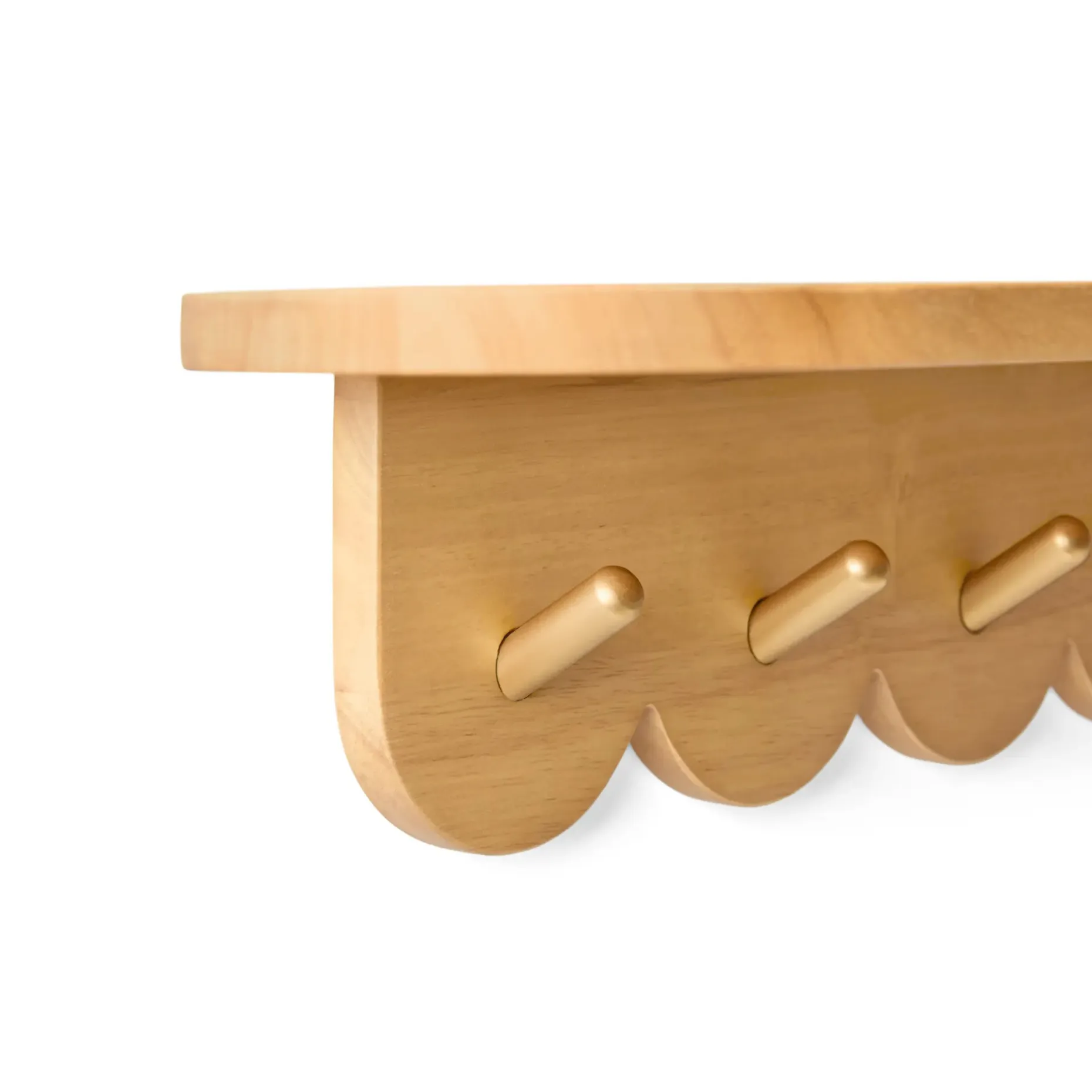 Shelly 24.5" Shelf and Coat Rack - Brass and Oak