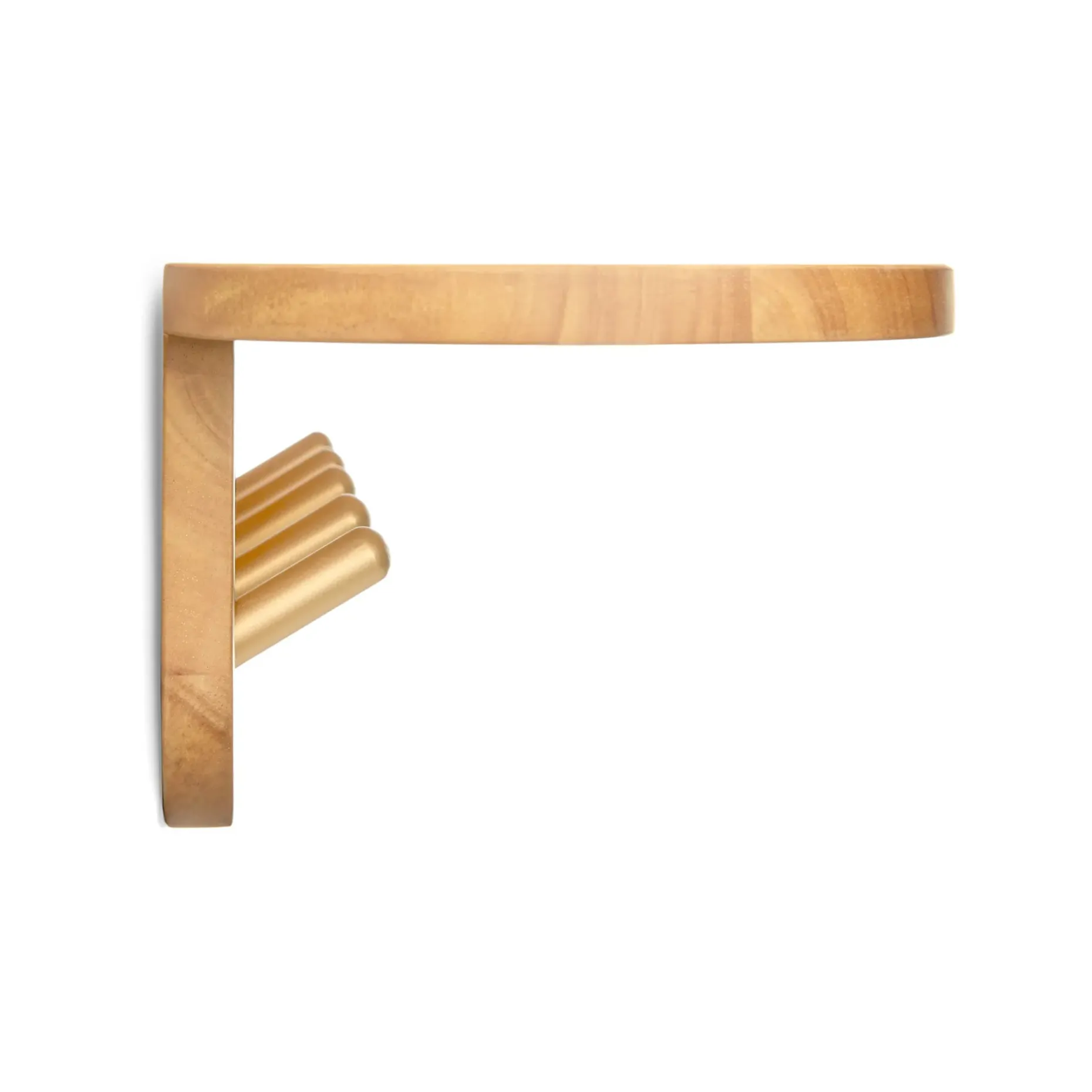 Shelly 24.5" Shelf and Coat Rack - Brass and Oak