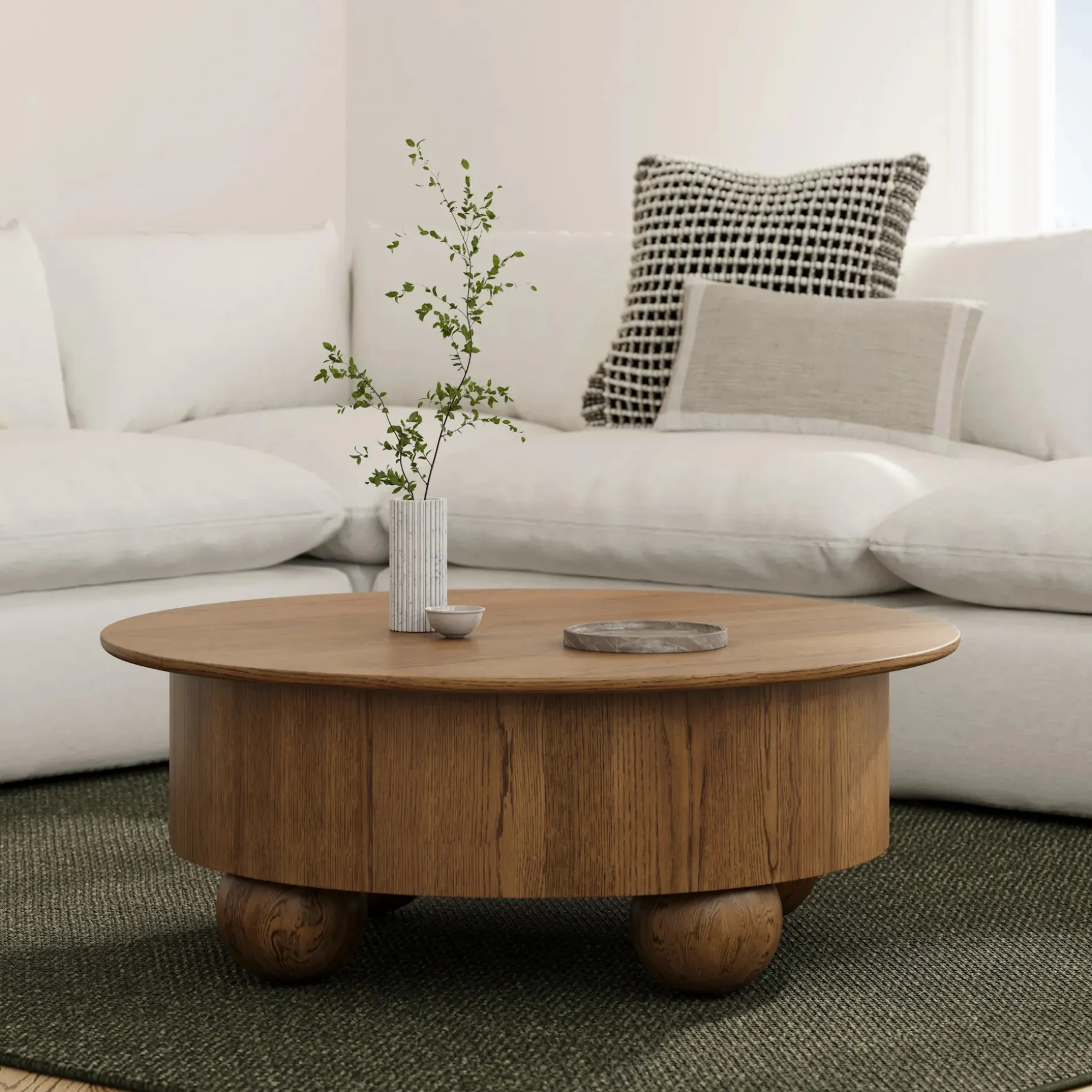 Sigrid 42.5" Storage Coffee Table - Smoked Oak