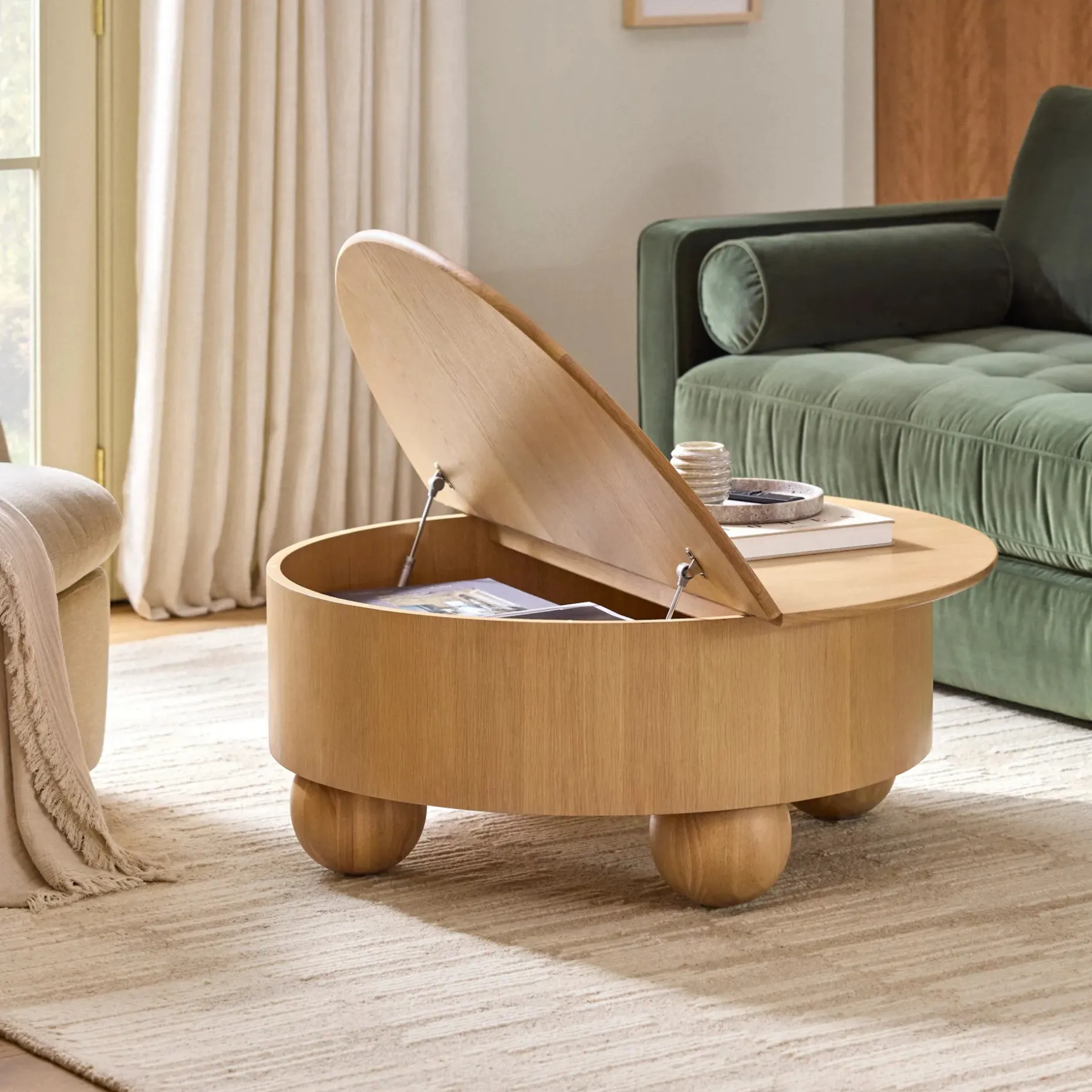 Sigrid 42.5" Storage Coffee Table - White Oak