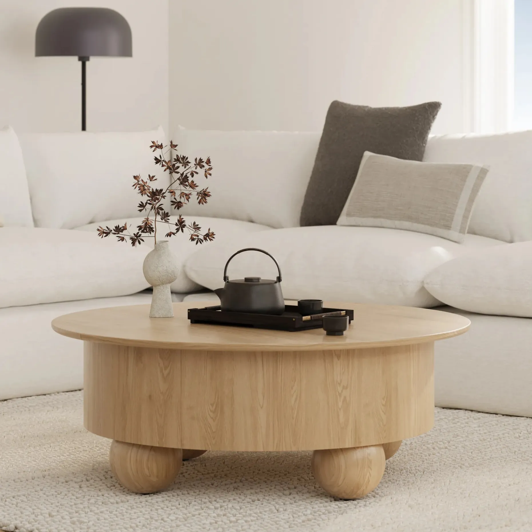 Sigrid 42.5" Storage Coffee Table - White Oak