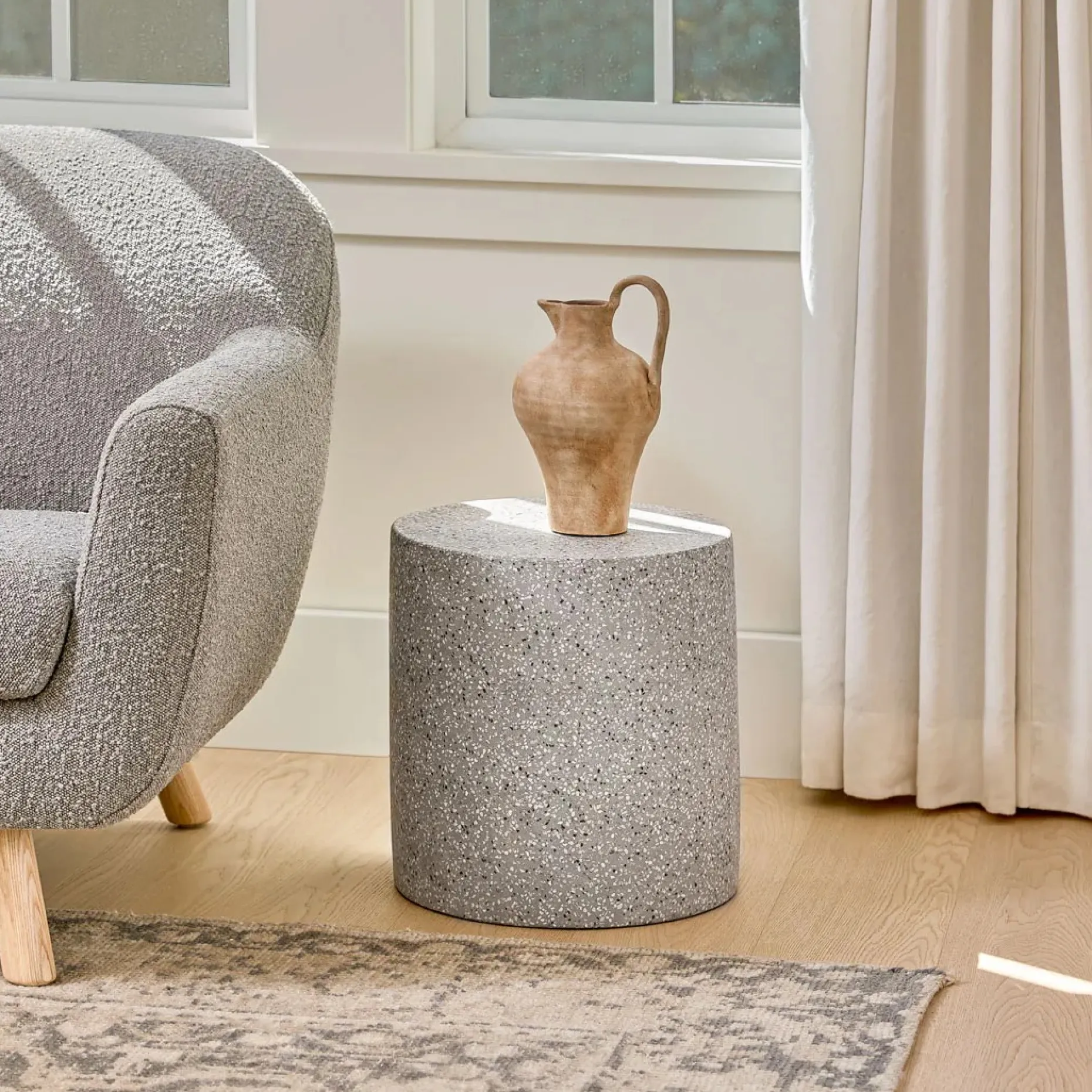 Solina Outdoor Stool - Gray Terrazzo