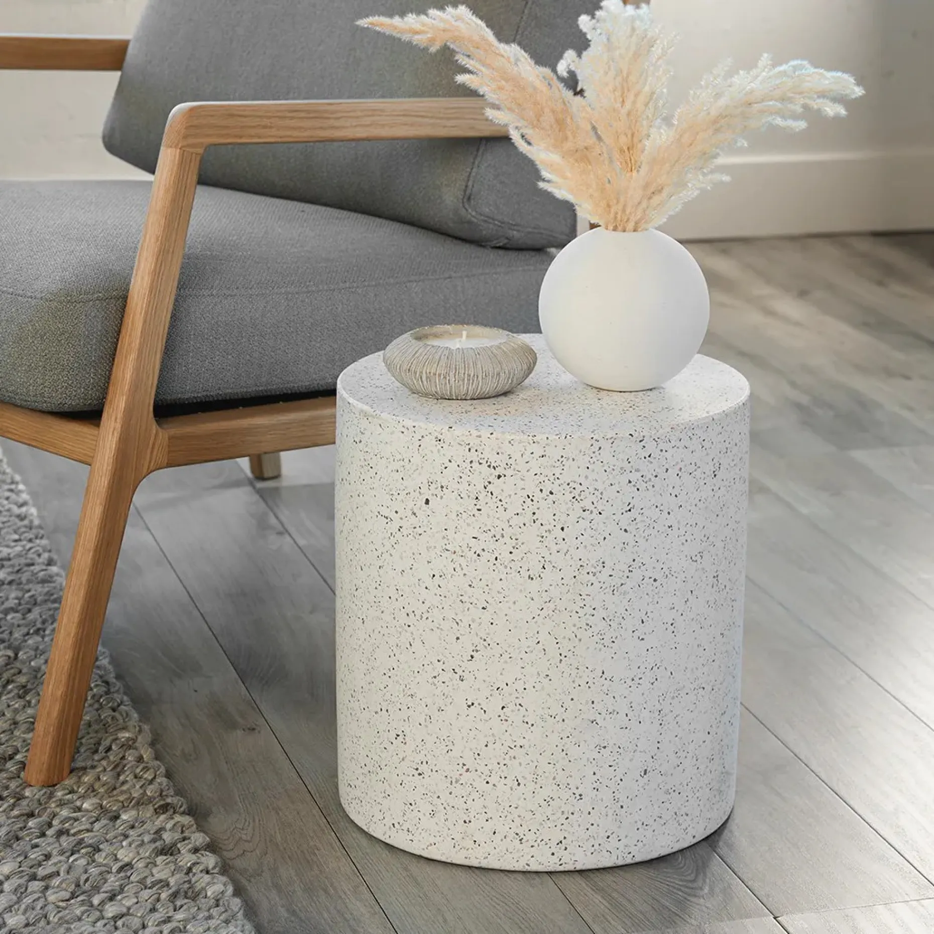 Solina Outdoor Stool - White Terrazzo