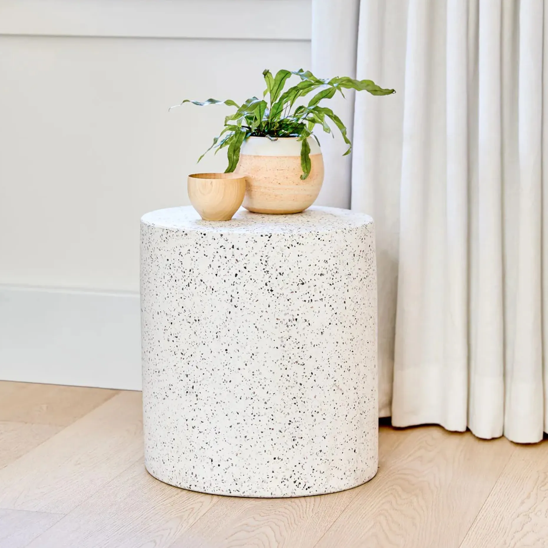 Solina Outdoor Stool - White Terrazzo