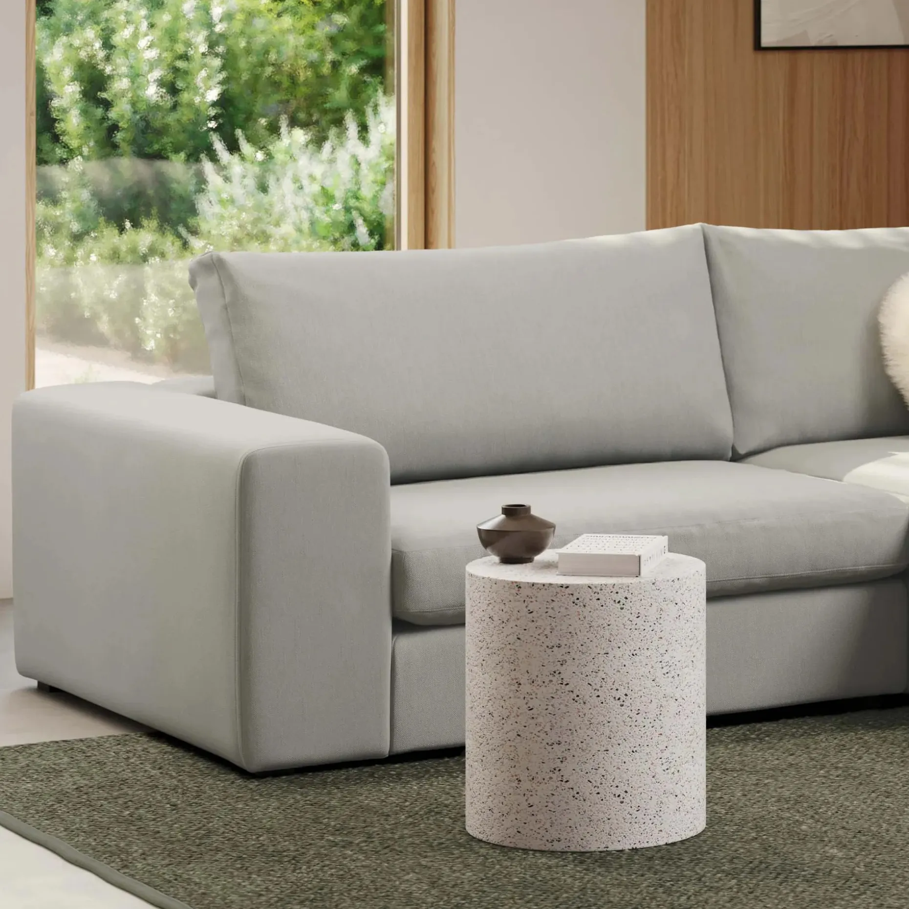 Solina Outdoor Stool - White Terrazzo