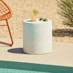 Solina Outdoor Stool - White Terrazzo