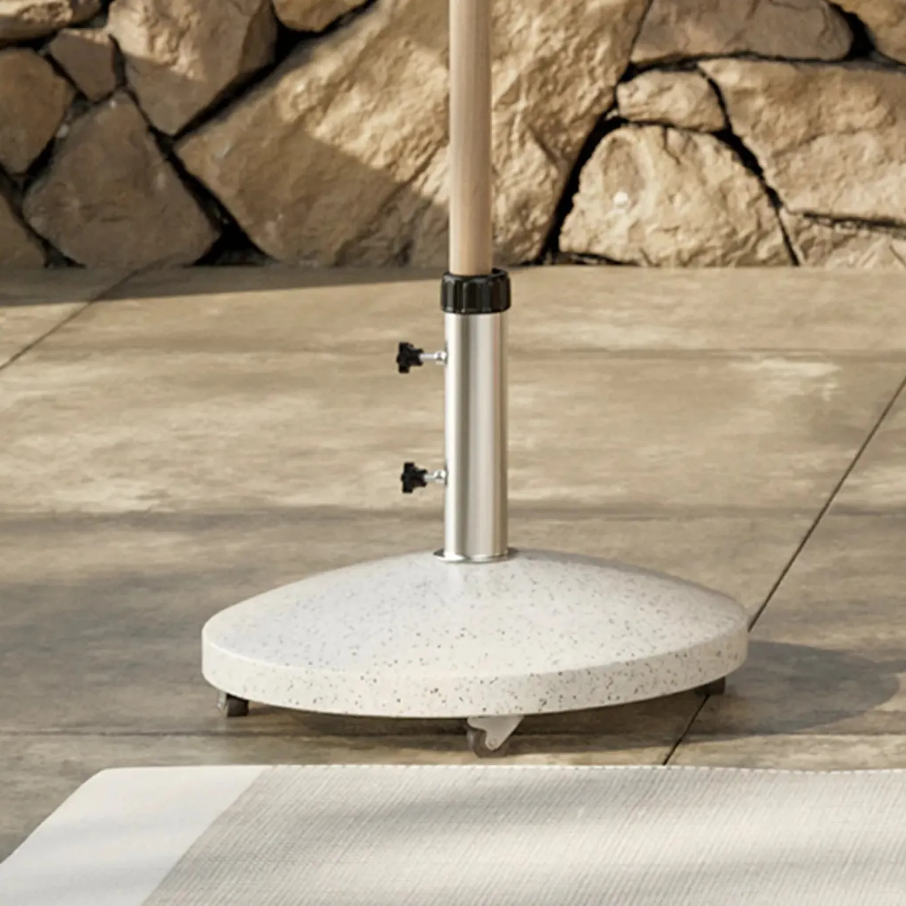 Solina Wheeled Umbrella Base - White Terrazzo