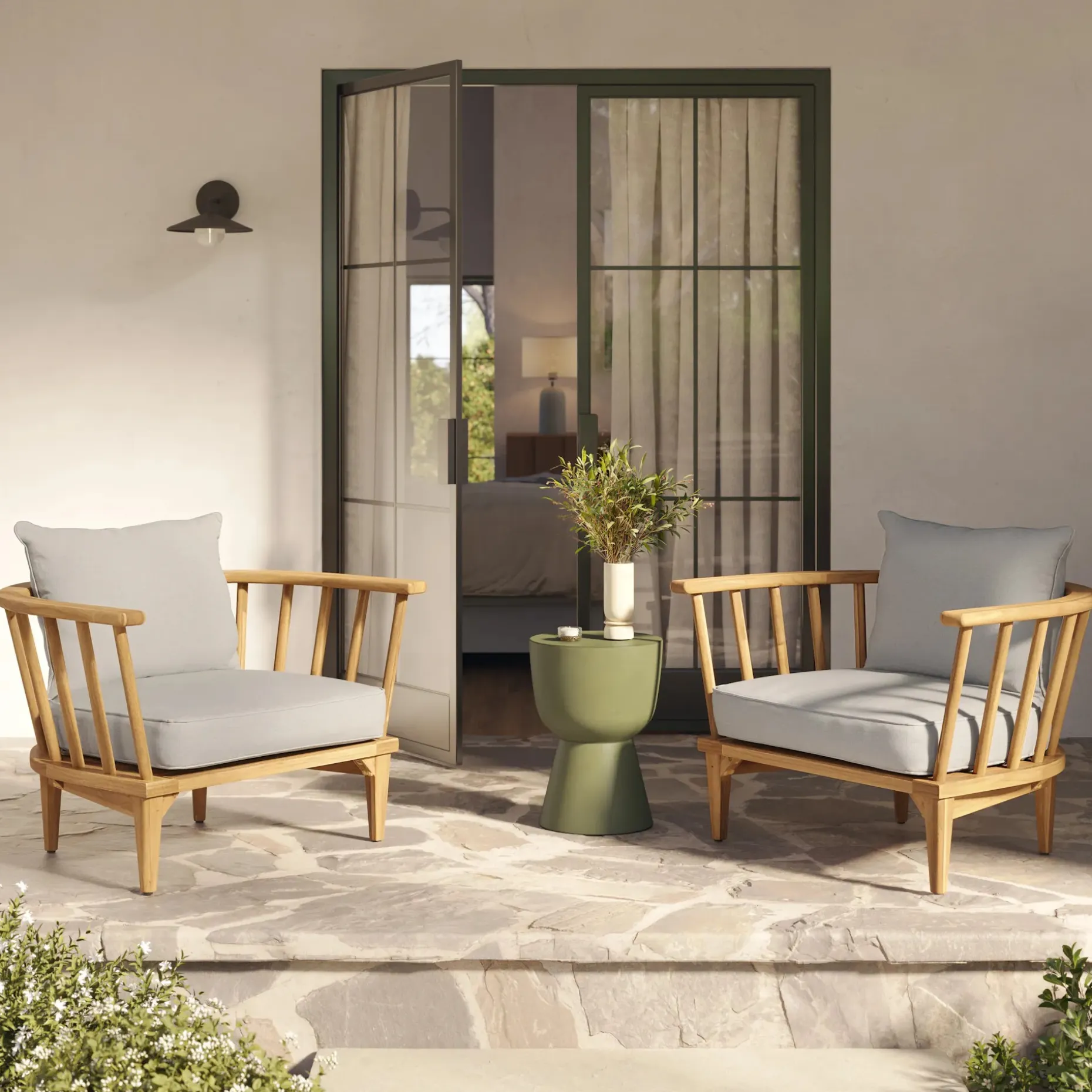 Sora 36.5" Outdoor Lounge Chair Set - Beach Sand