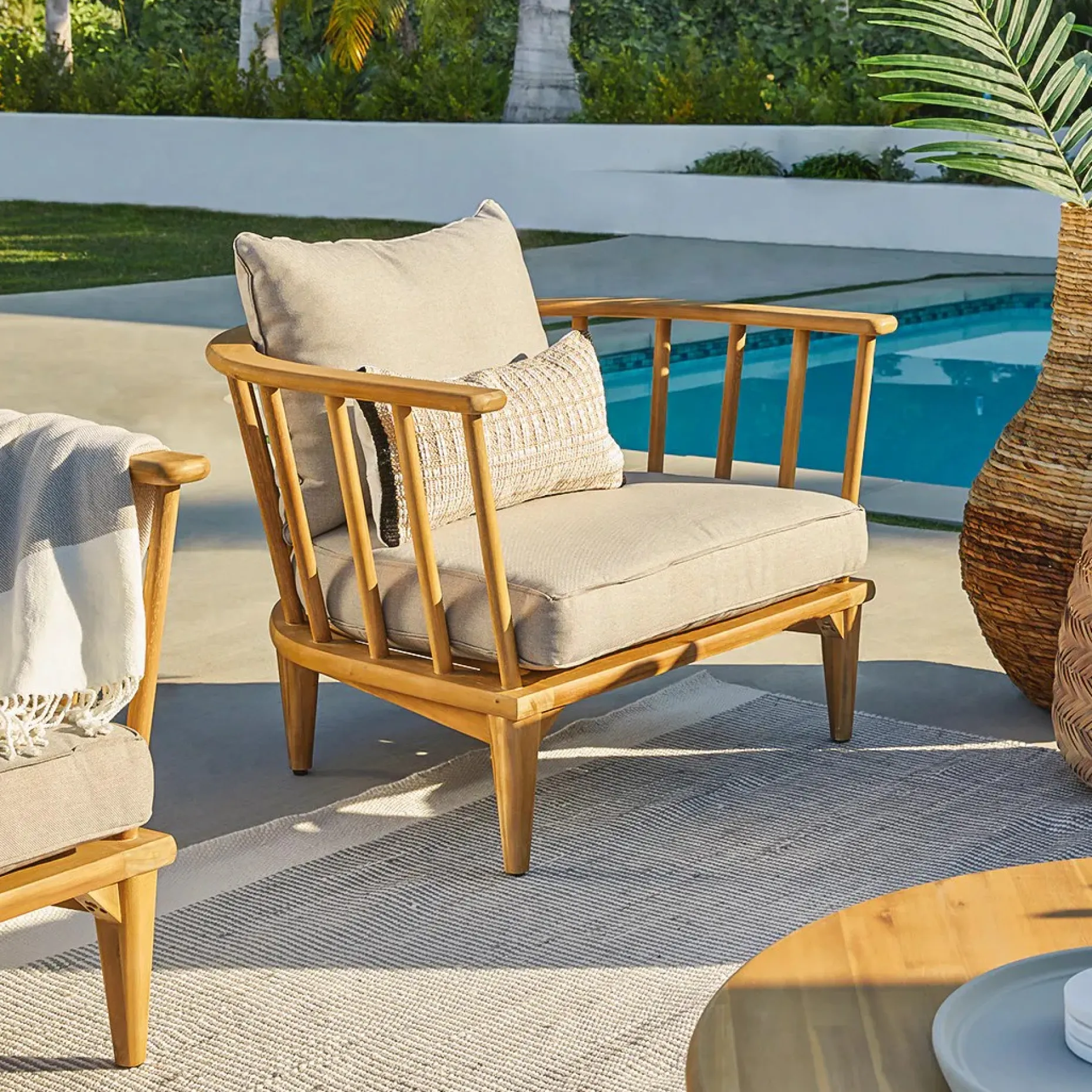 Sora 36.5" Outdoor Lounge Chair Set - Beach Sand