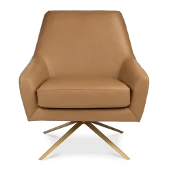 Spin 30.5" Leather Swivel Lounge Chair - Charme Tan