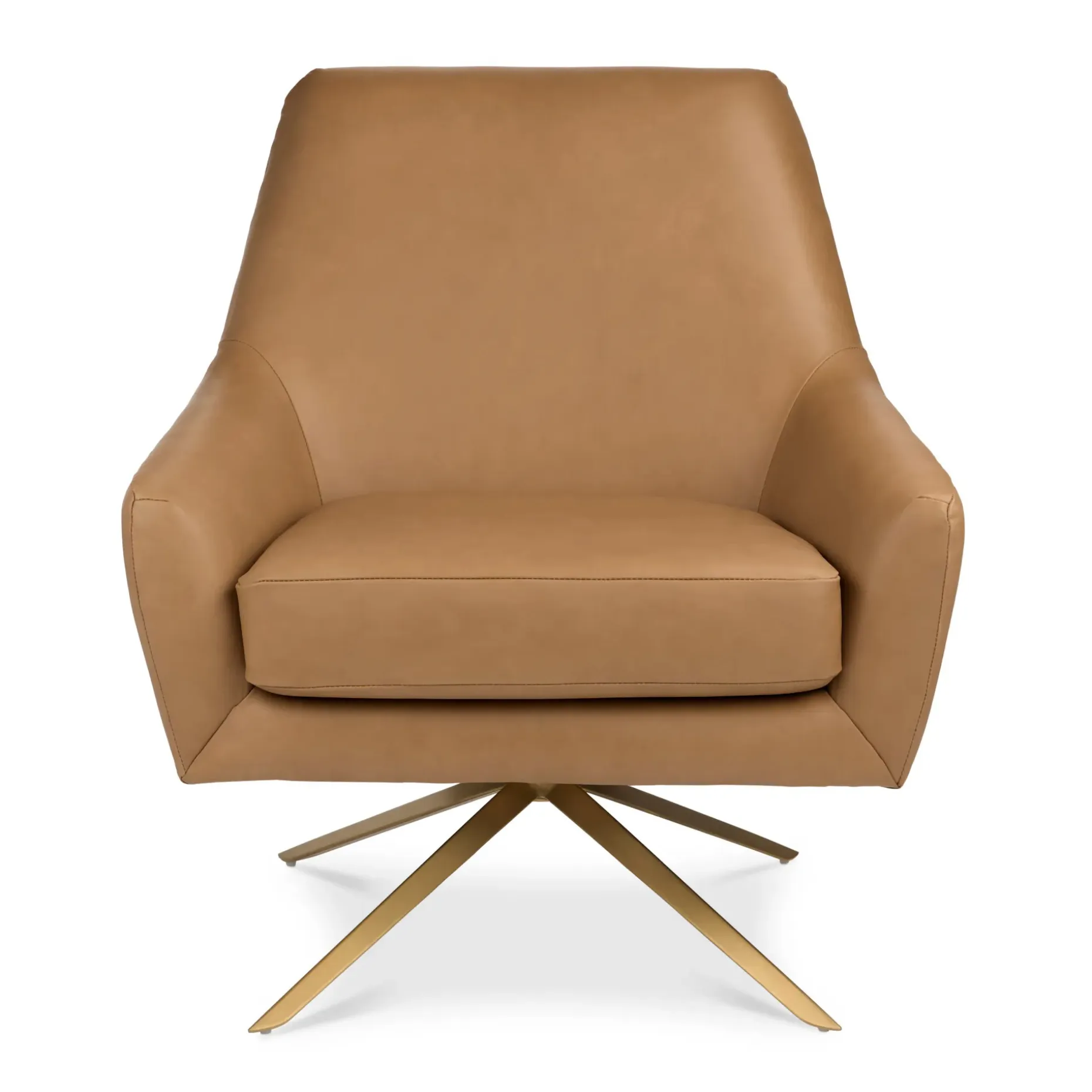 Spin 30.5" Leather Swivel Lounge Chair - Charme Tan