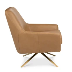 Spin 30.5" Leather Swivel Lounge Chair - Charme Tan