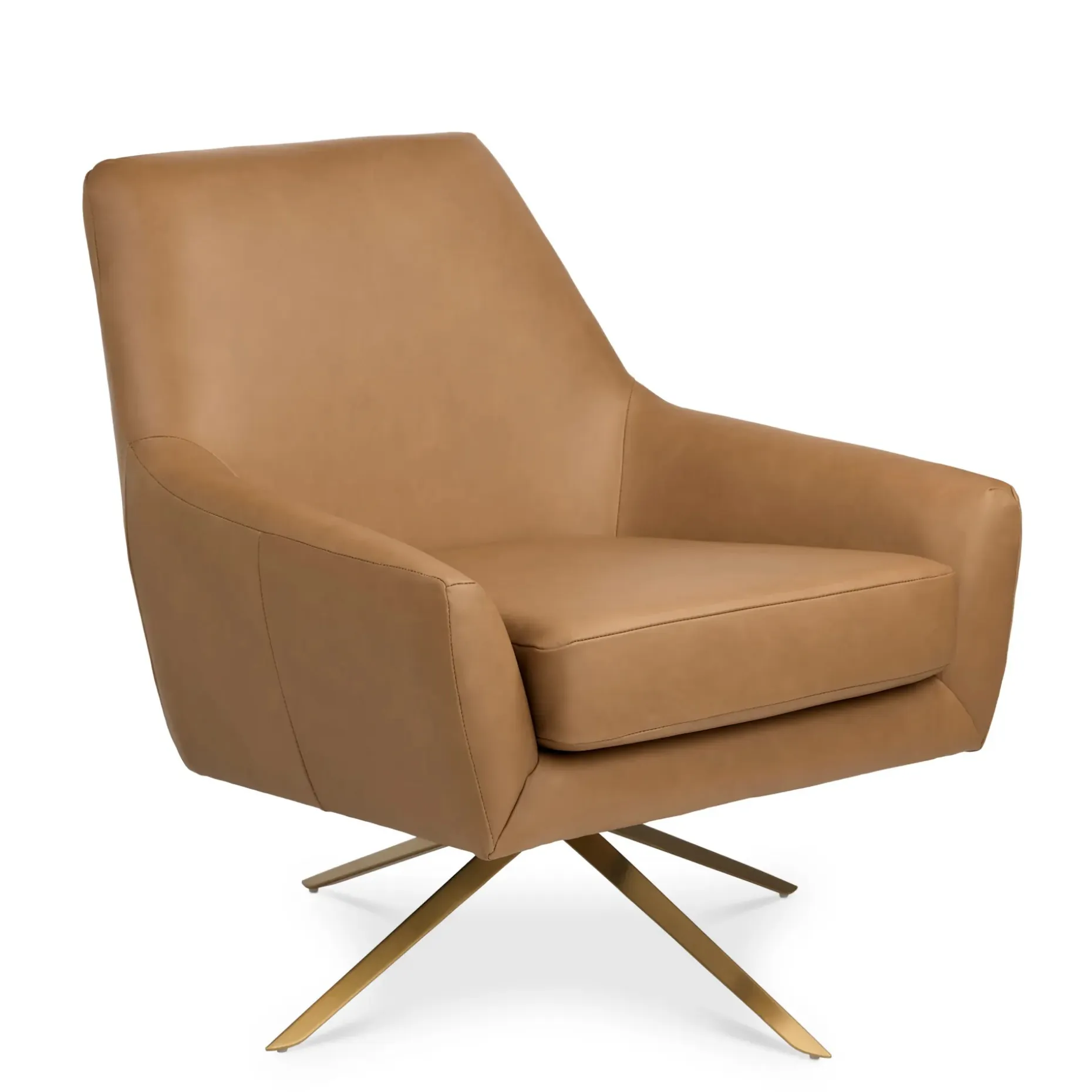Spin 30.5" Leather Swivel Lounge Chair - Charme Tan