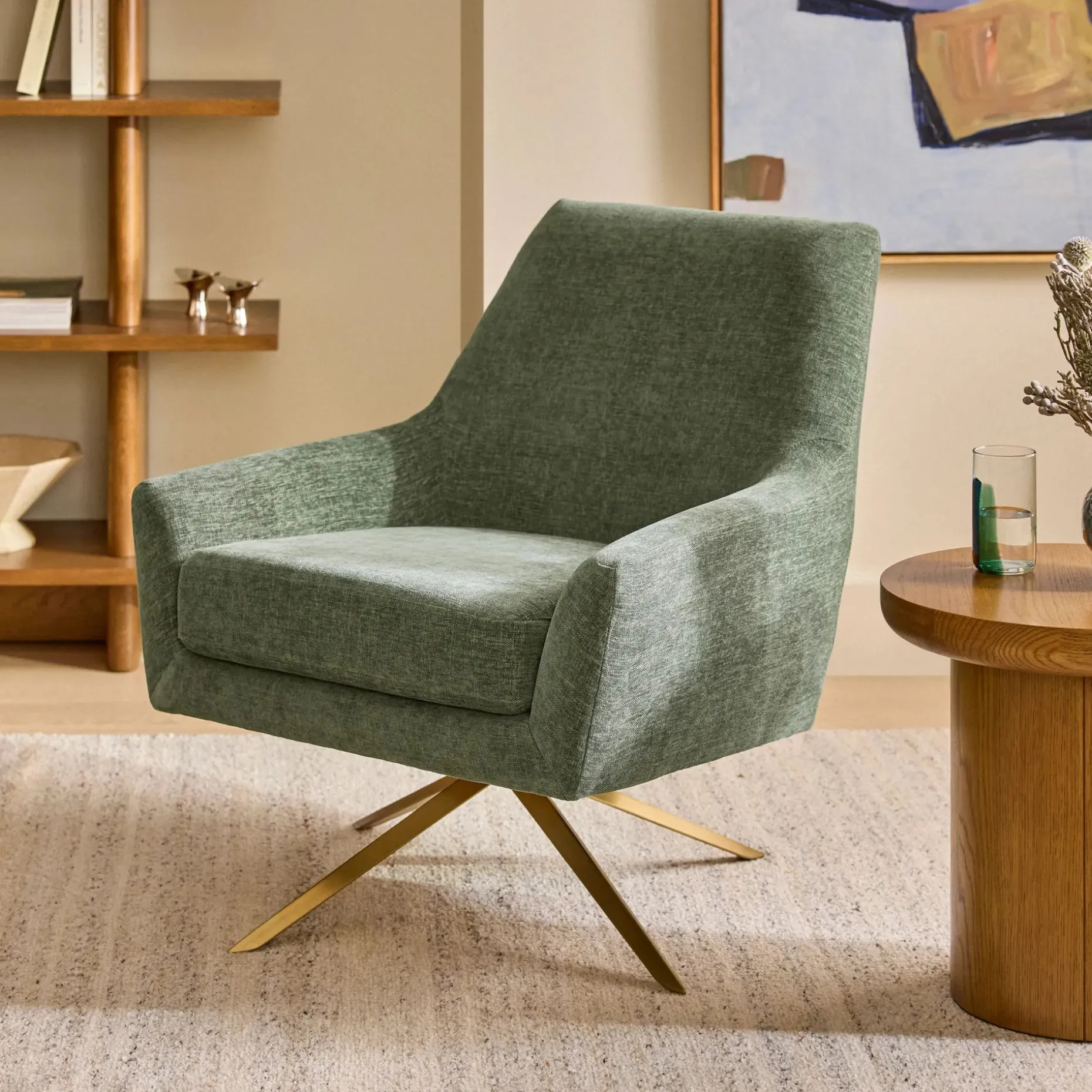 Spin 30.5" Swivel Lounge Chair - Hestia Green