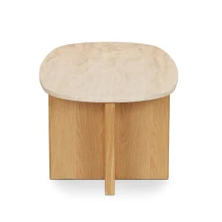 Sporo 47.25" Travertine Coffee Table - Natural Oak