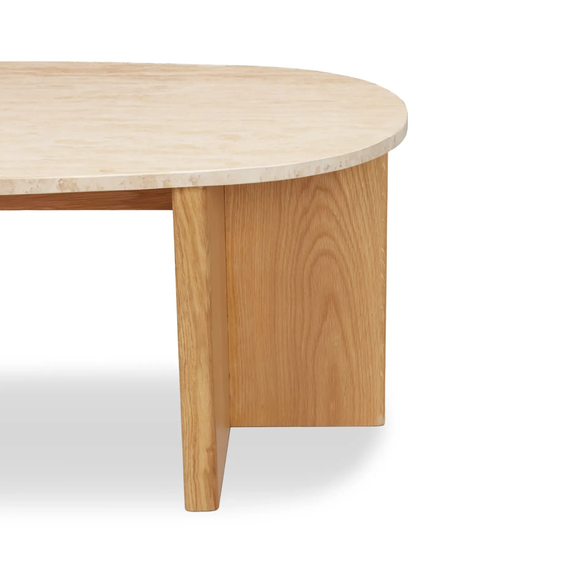 Sporo 47.25" Travertine Coffee Table - Natural Oak