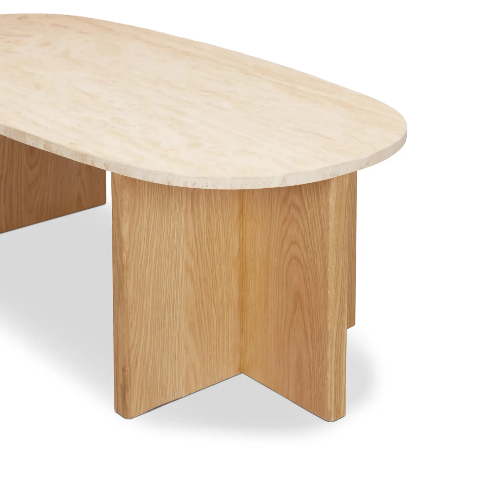 Sporo 47.25" Travertine Coffee Table - Natural Oak