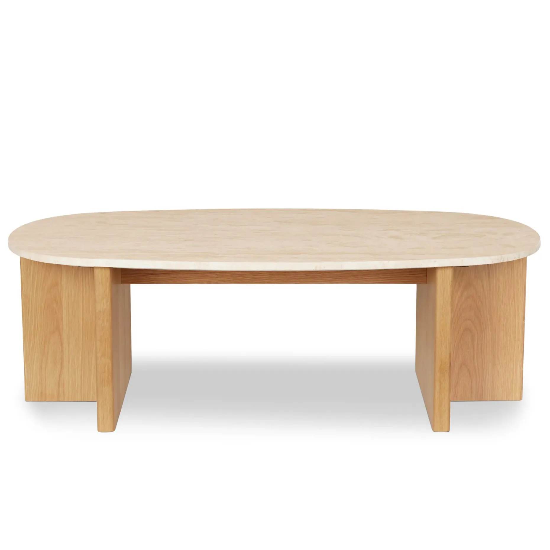Sporo 47.25" Travertine Coffee Table - Natural Oak