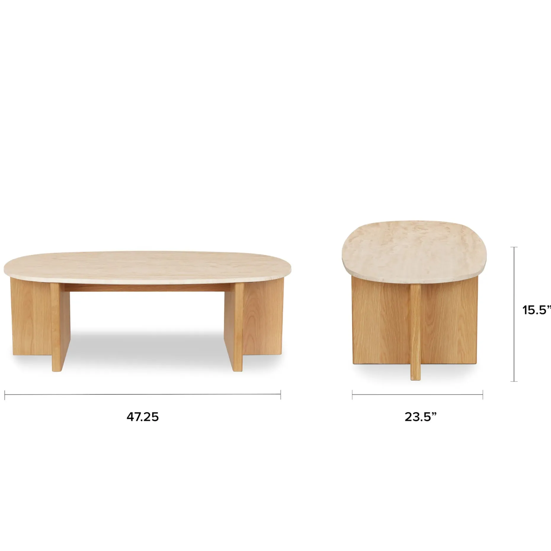 Sporo 47.25" Travertine Coffee Table - Natural Oak