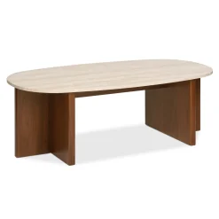 Sporo 47.25" Travertine Coffee Table - Walnut