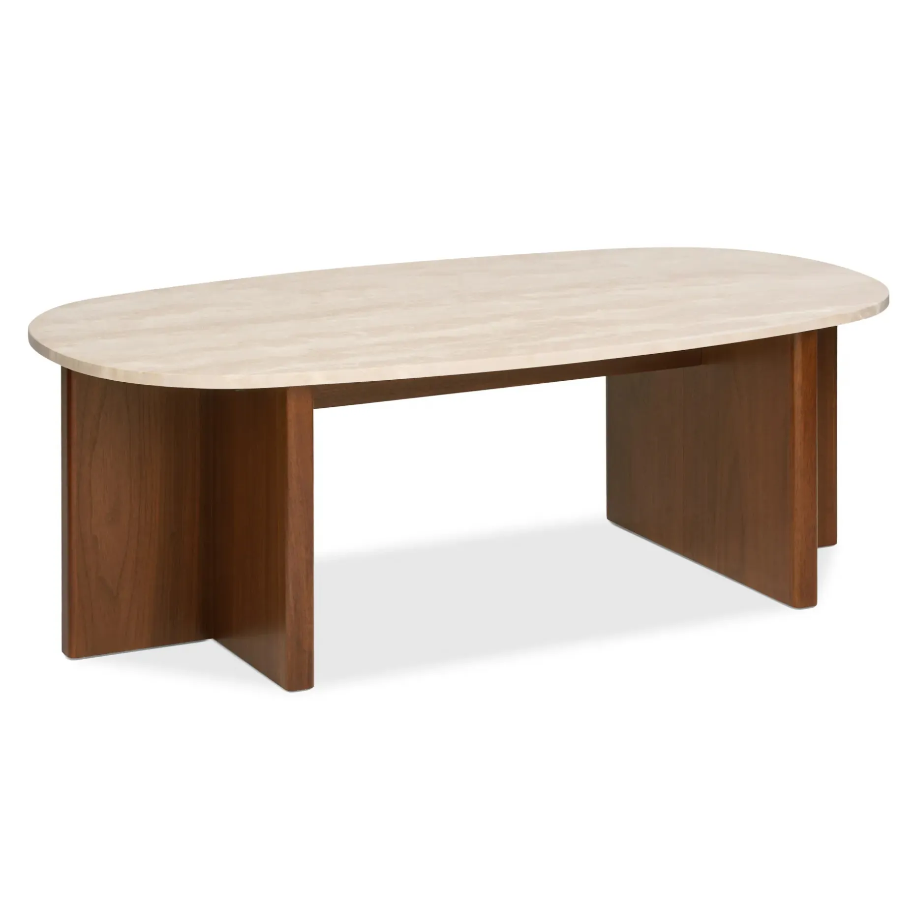 Sporo 47.25" Travertine Coffee Table - Walnut