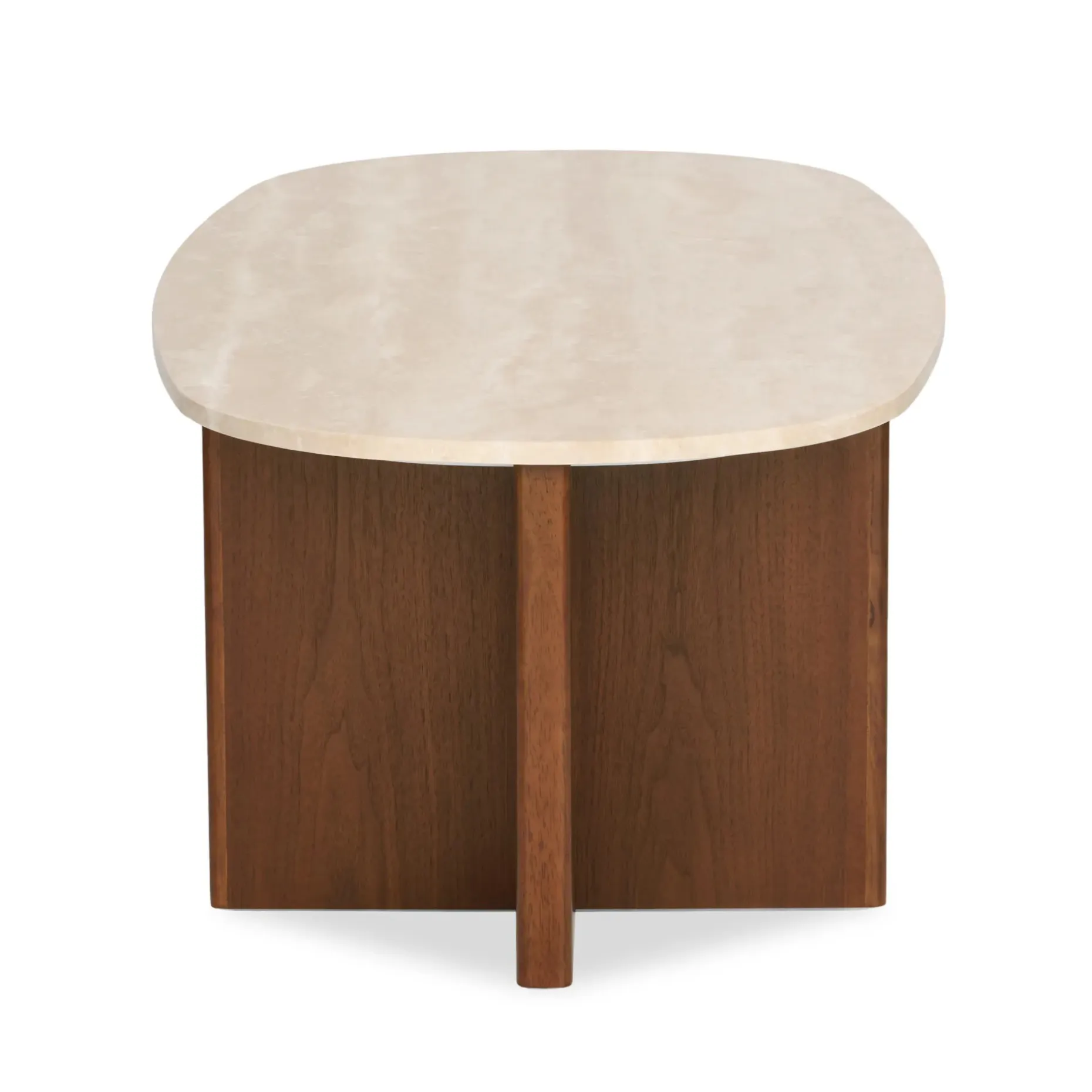Sporo 47.25" Travertine Coffee Table - Walnut