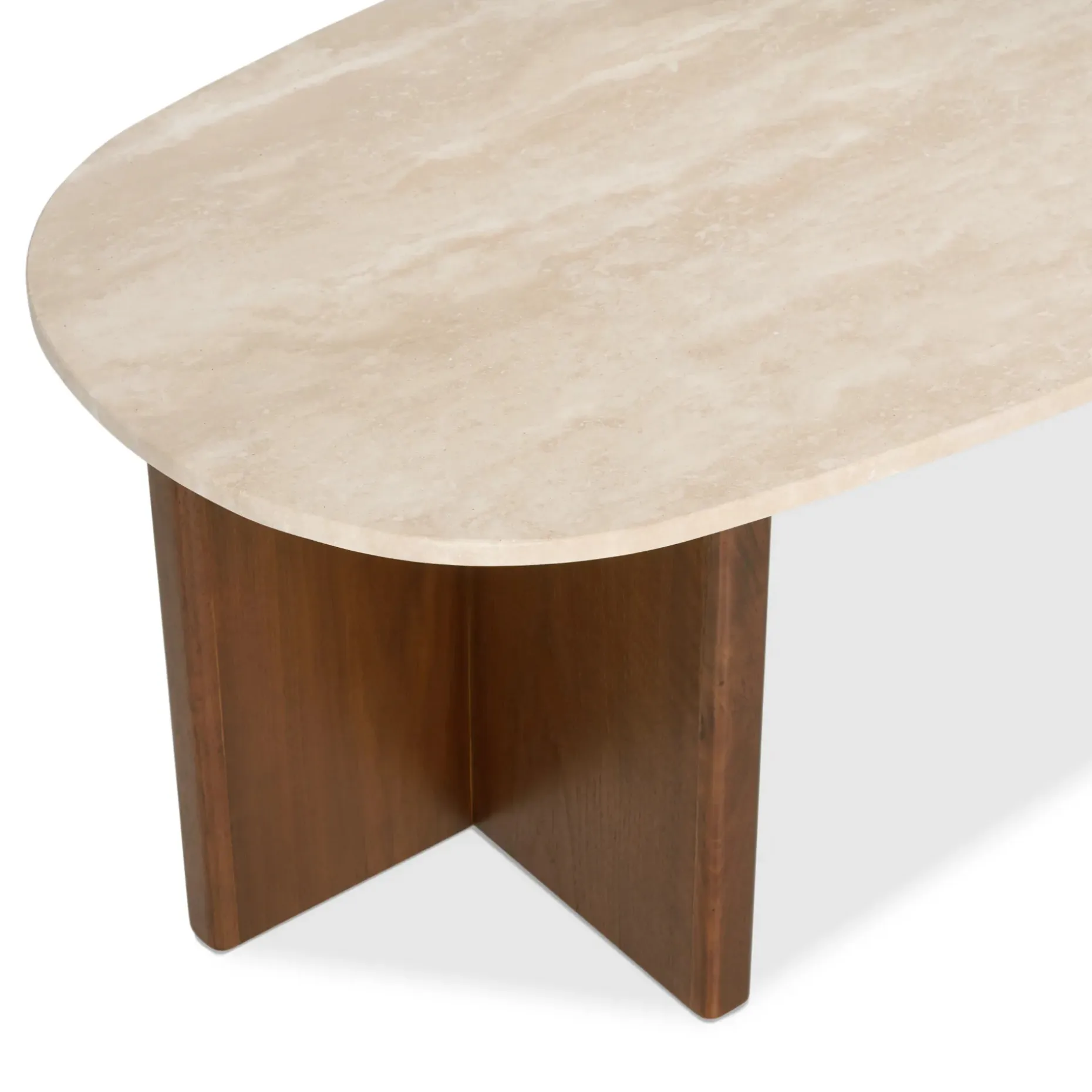 Sporo 47.25" Travertine Coffee Table - Walnut