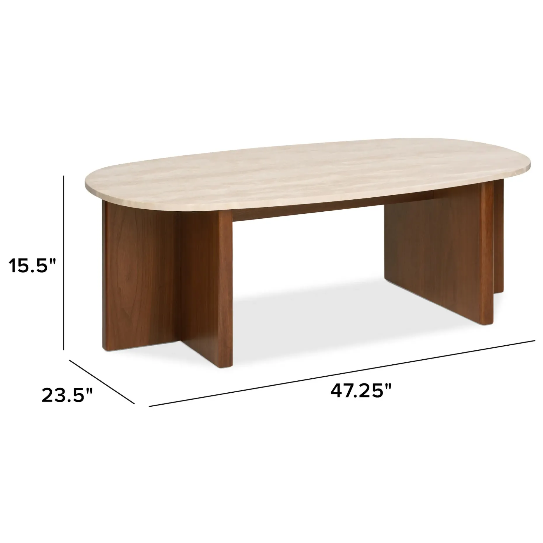 Sporo 47.25" Travertine Coffee Table - Walnut