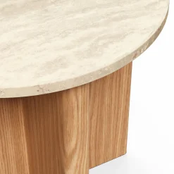 Sporo Travertine Side Table - Natural Oak
