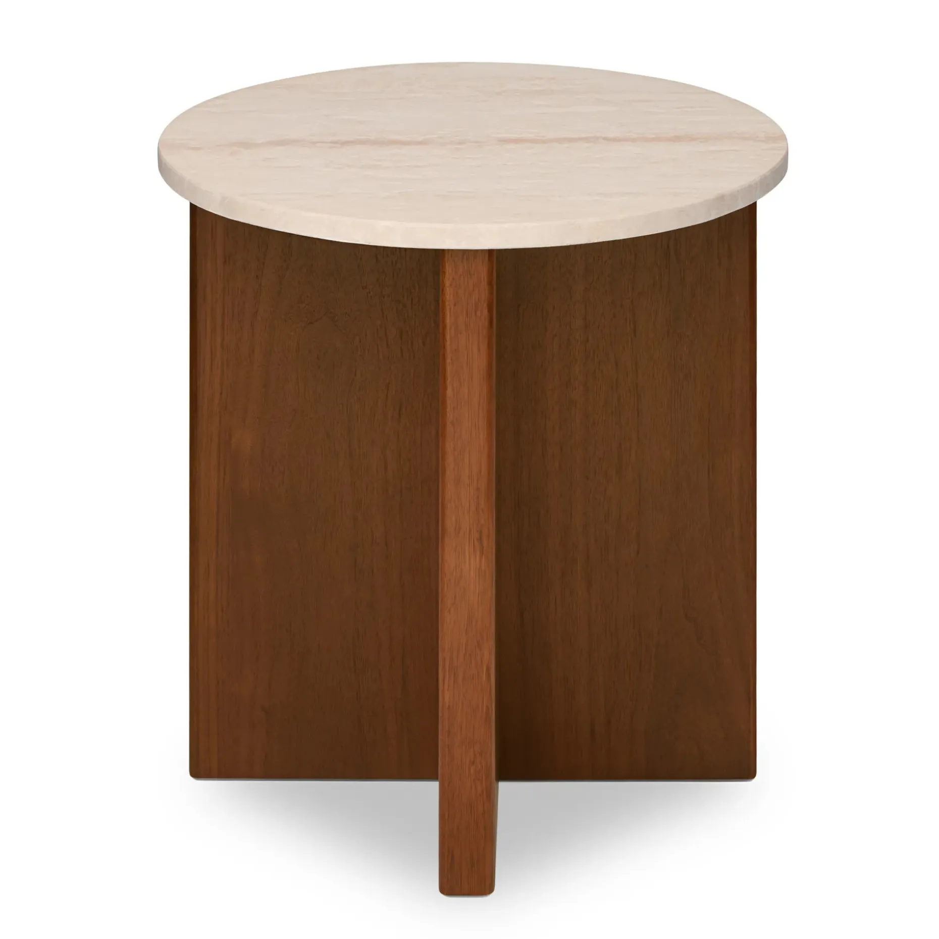 Sporo Travertine Side Table - Walnut