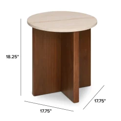 Sporo Travertine Side Table - Walnut
